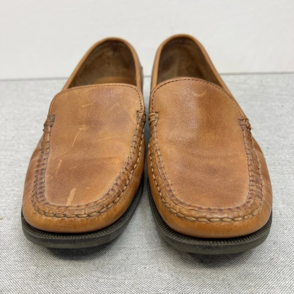 Bass Mens Tan Leather Moc Toe Loafers Slip On Shoes Brown Size 8M
